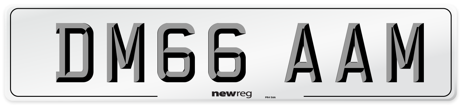 DM66 AAM Number Plate from New Reg